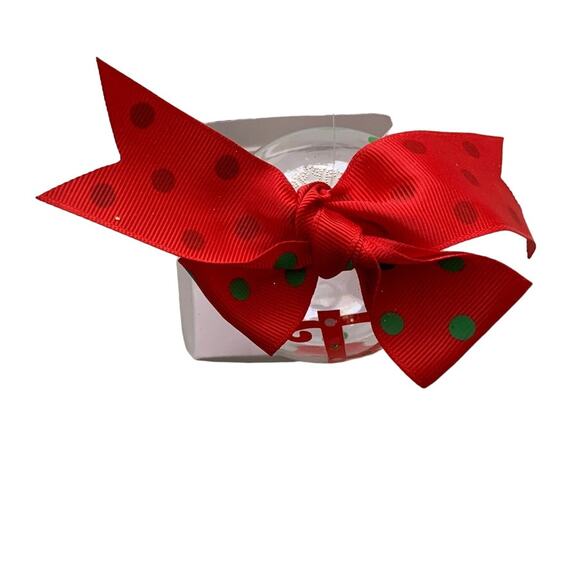 Christmas Glass Ornament Clear Red Christmas Bow Letter "B" Old Time Pottery NEW - Picture 4 of 8